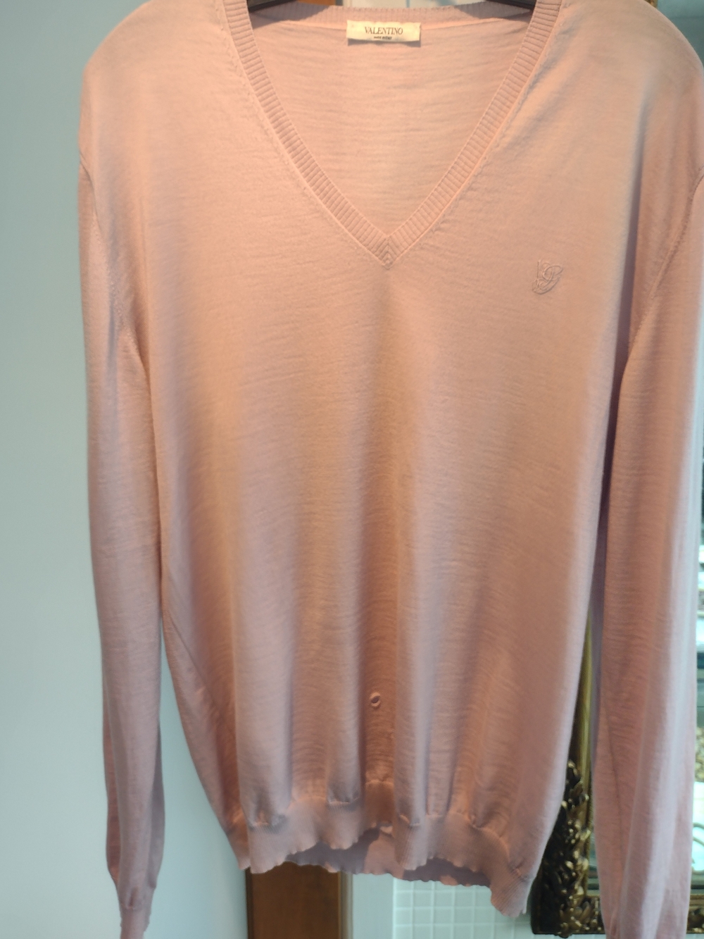 Valentino Men’s Pale Pink V-Neck Sweater